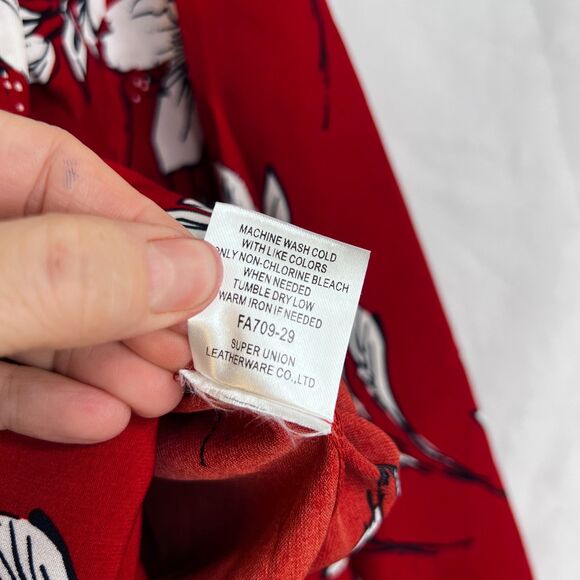 Plumberry Floral Print Smocked Waist Mini Dress Keyhole Neck Dressy Size Medium - Picture 7 of 9